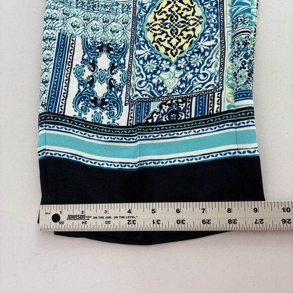 Chicos Wide Leg Crop Pull On Pant Petite 0.5P US 6P Blue Coastal Tile Print - Picture 12 of 12